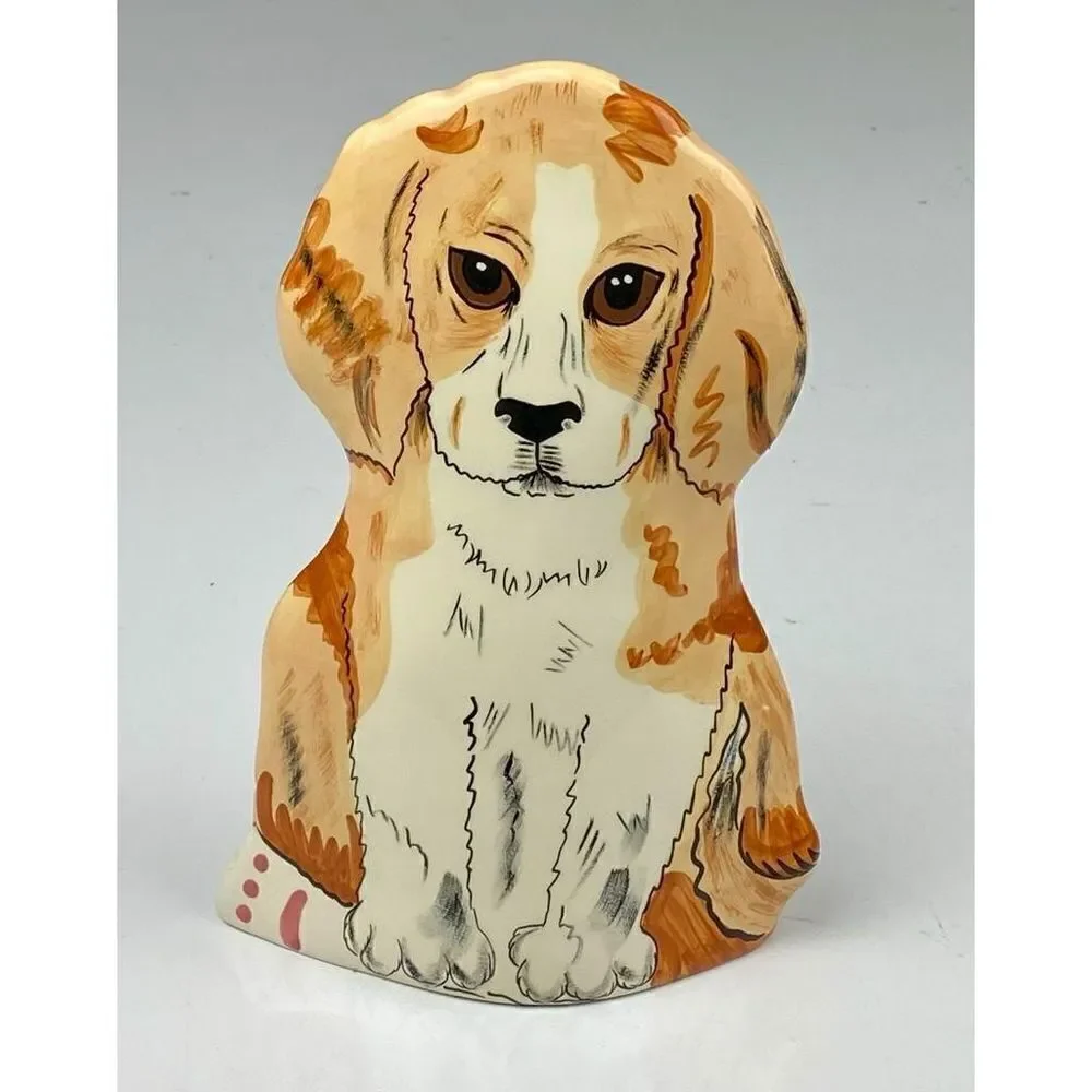 Dogs By Nina Vase Planter Beagle Puppy Beautiful Condition Nina Lyman Tan 8in CN